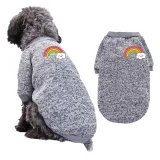 Pet Small Dog Long Sleeve Rainbow Printed Solid Color Sweater Puppy Cloth
