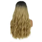 Women Long Wavy Hair Wigs Middle Parting Curly Wig
