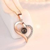 Love Heart Style Dimond Photo Customize Projection Necklace