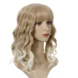 Women Synthetic Short Dye Wavy Hair Wigs Middle Parting Curly Wig