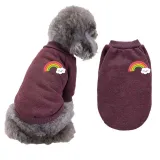 Pet Small Dog Long Sleeve Rainbow Printed Solid Color Sweater Puppy Cloth