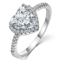 18K White Gold Heart Cut Semi Paved Zirconia Rings