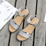 Women Sequins Macthing Color Casual Flat Summer Sandals