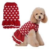 Pet Dog Cloth Love Heart Sweater Dress Dalily Outgoing Suit