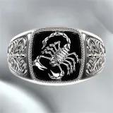Men Silver Scorpion Fashion Jewelry Inlaid Women Ring