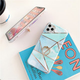 Electroplate Splicing Marbling Drop Proof Phone Case for iPhone13 12 11 Pro Max with Ring Buckle Bracket