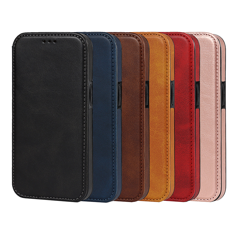 Pure Color Leather Flap Drop Proof Phone Case for iPhone13 12 11 Pro Max