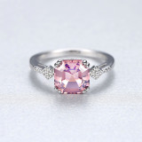 10K White Gold Princess Cut Solitaire Pink Moissanite Rings