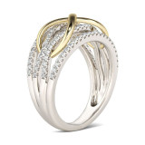 Silver Gold Fashion Jewelry Hollow Inlaid Diamond Women Ring