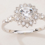 Silver Zircon Petard Jewelry Hollow Inlaid Diamond Adjustable Size Women Ring