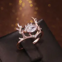 Antlers Crown Zircon Fashion Jewelry Inlaid Diamond Women Ring
