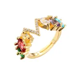 Golden Zircon 26 English Letters Fashion Jewelry Inlaid Diamond Adjustable Size Women Ring