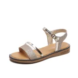 Women Sequins Macthing Color Casual Flat Summer Sandals