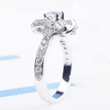 Silver Zircon Rotating Windmill Fashion Jewelry Hollow Inlaid Diamond Adjustable Size Women Ring