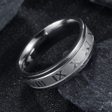 Men Silver Roman Numerals Fashion Jewelry Inlaid Women Ring