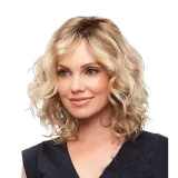 Women Synthetic Soft Waved Curls Ash and Platinum Blonde Fashion Wig Middle Parting Wig