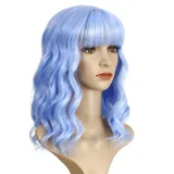 Women Synthetic Short Dye Wavy Hair Wigs Middle Parting Curly Wig