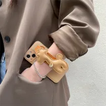 Pure Color Originality Drop Proof Phone Case for iPhone13 12 11 Pro Max with Giraffe Wristband