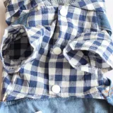 Pet Dog Cloth Blue Lattice Shirt Denim Overall Puppy Cloth