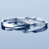 Couples Silver Zircon Fashion Jewelry Inlaid Diamond Adjustable Size Women Ring