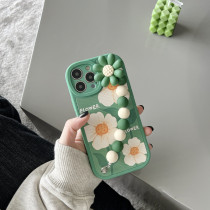 Printed Flowers Drop Proof Phone Case for iPhone13 12 11 Pro Max with Flower Wristband