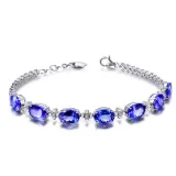 Sapphire Petal Pendant Chain Jewelry Necklaces Women Rings Jewelry Sets