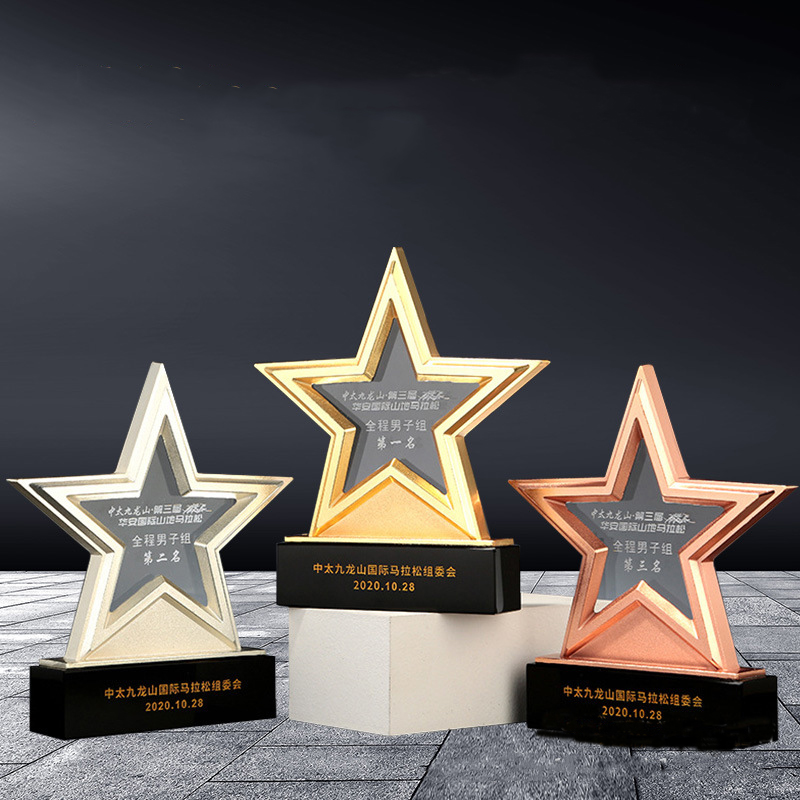 Star Zinc Alloy Style Crystal Trophy Optical Award