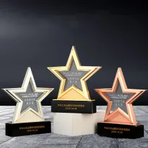 Star Zinc Alloy Style Crystal Trophy Optical Award