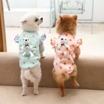 Pet Dog Cloth Bulldog Cute Polka Dot Bear Puppy Cloth with Pocket