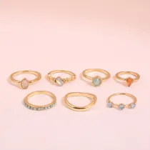 7 Pieces Fashion Jewelry Inlaid Diamond Women Ring