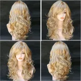 Women Synthetic Fluffy Wavy Curls Hair Wigs Multicolor Medium Curly Hair Wig