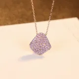 Sterling Silver Pear Cut Pave Zirconia Pendant Necklace