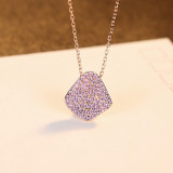 Sterling Silver Pear Cut Pave Zirconia Pendant Necklace