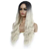 Women Long Wavy Hair Wigs Middle Parting Curly Wig
