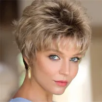 Women Charming Fluffy Gold Short Wig