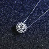 Sterling Silver Round Cut Moissanite Pendant Necklace