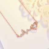 14K Rose Gold Heart Moissanite Diamonds Pendant Necklace