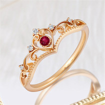 Red Zircon Love Jewelry Hollow Inlaid Diamond Adjustable Size Women Ring