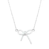Sterling Silver S925 Necklace Ins Simple Small Fresh Bow Micro Inlaid Diamond Temperament Clavicle Chain