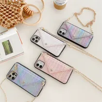 Braided Pattern Drop Proof Phone Case for iPhone13 12 11 Pro Max with Chain Type Crossbody Lanyard