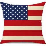 4PCS Home American Independence Day Cotton Decorative Throw Pillow Case Cushion Covers For Sofa Couch Bed Chair