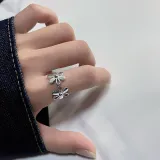 Hollow Out Exaggerated Plain Finger Ring Classic Vintage Handmade Flower Ring