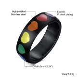 Jewelry Men Women Ring Stainless Steel Ring Rainbow Heart Gay & Lesbian Pride Couple Wedding Rings