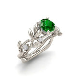 Silver Zircon Olive Leaf Women Ring Eternity Engagement Wedding Band With Gift