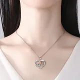 Sterling Silver Heart Sunflower Moissanite Diamonds Pendant Necklace