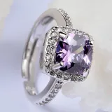 Zircon Purple Fashion Jewelry Inlaid Diamond Adjustable Size Women Ring
