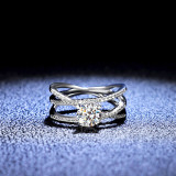 Sterling Silver Semi Pave Rouns Cut Moissanite Rings