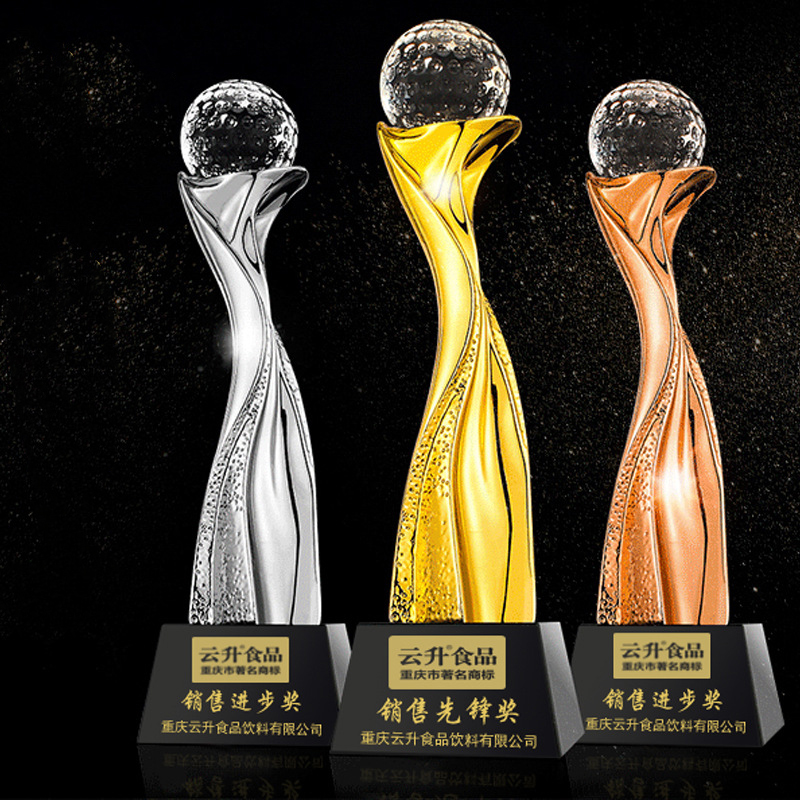 Earth Gold Plated Lettering Resin Trophy Optical Award