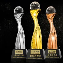 Earth Gold Plated Lettering Resin Trophy Optical Award