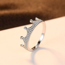 Sterling Silver Crown Shaped Pave Zirconia Rings